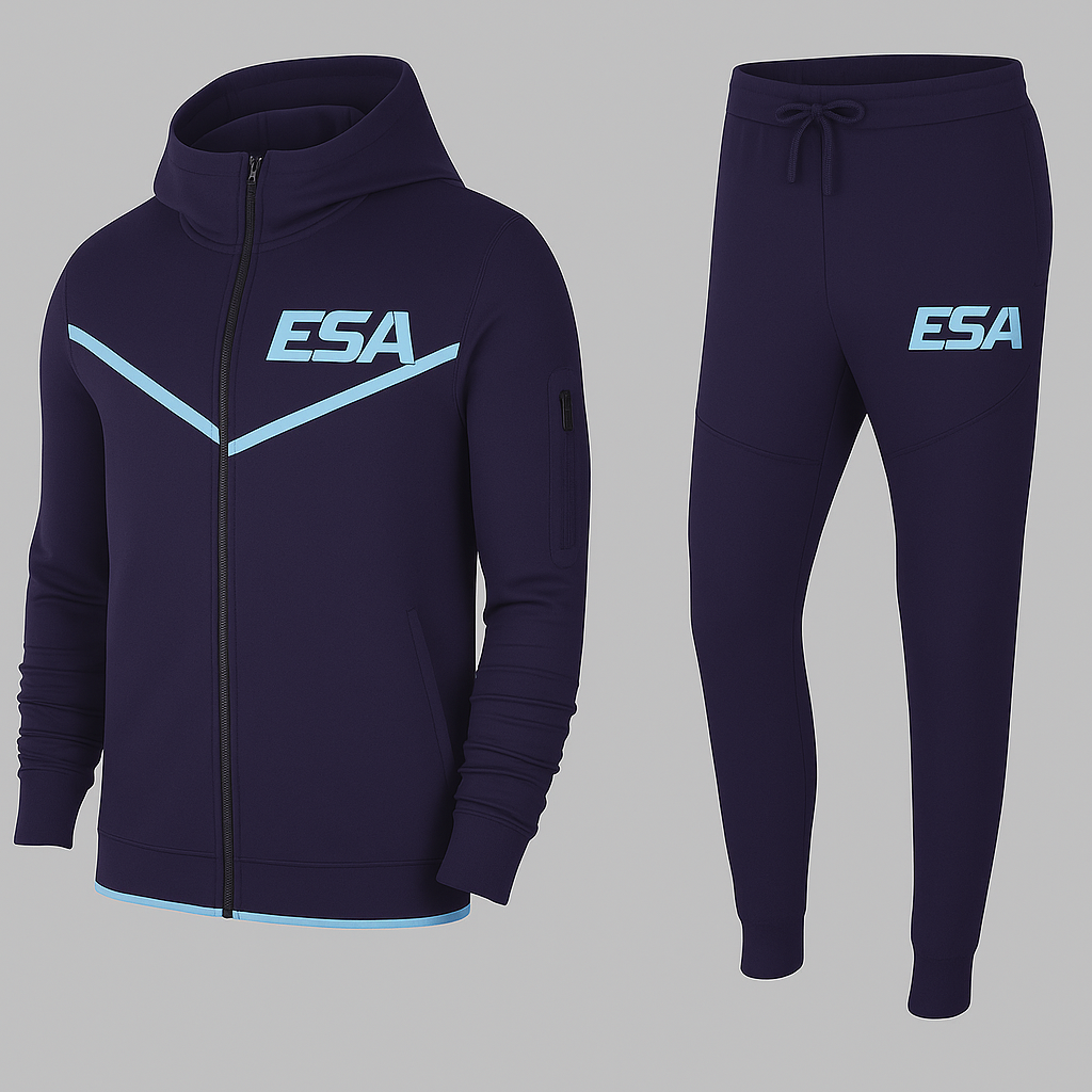 ESA Tracksuit - Dark Purple with Light Blue